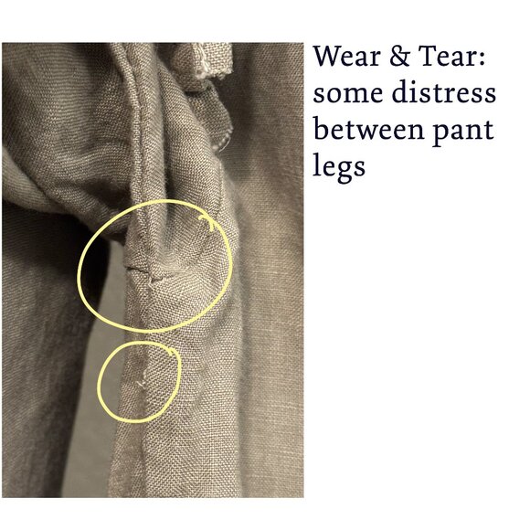 Made in Italy 100% Linen Meo Meli Elastic Waist Grey Beige Pants - Picture 9 of 9